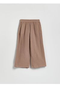 Reserved - Muślinowe spodnie - brązowy. Kolor: brązowy. Materiał: bawełna #1