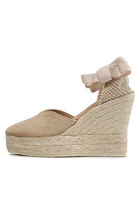 Manebi Espadryle Heart-Shaped Wedge Espadrilles M 1.1 WH Beżowy. Kolor: beżowy. Materiał: zamsz, skóra #6