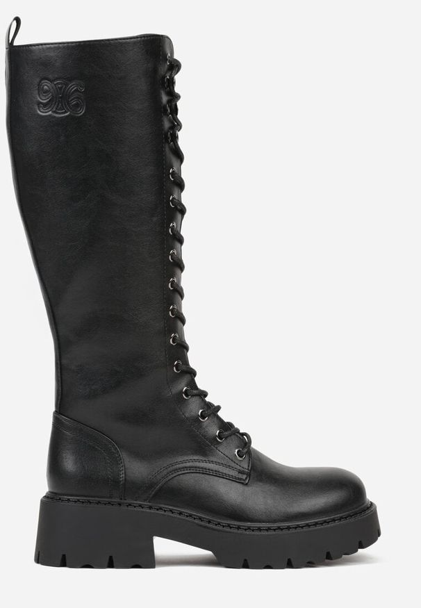 Born2be - Czarne Kozaki Grunge VICES w Stylu Workerów Uniama. Kolor: czarny. Materiał: jeans, dzianina. Styl: elegancki, klasyczny