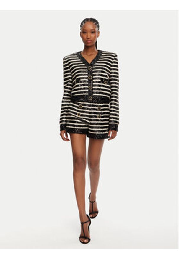 Balmain Marynarka DF1KL180XJ31 Czarny Regular Fit. Kolor: czarny. Materiał: syntetyk