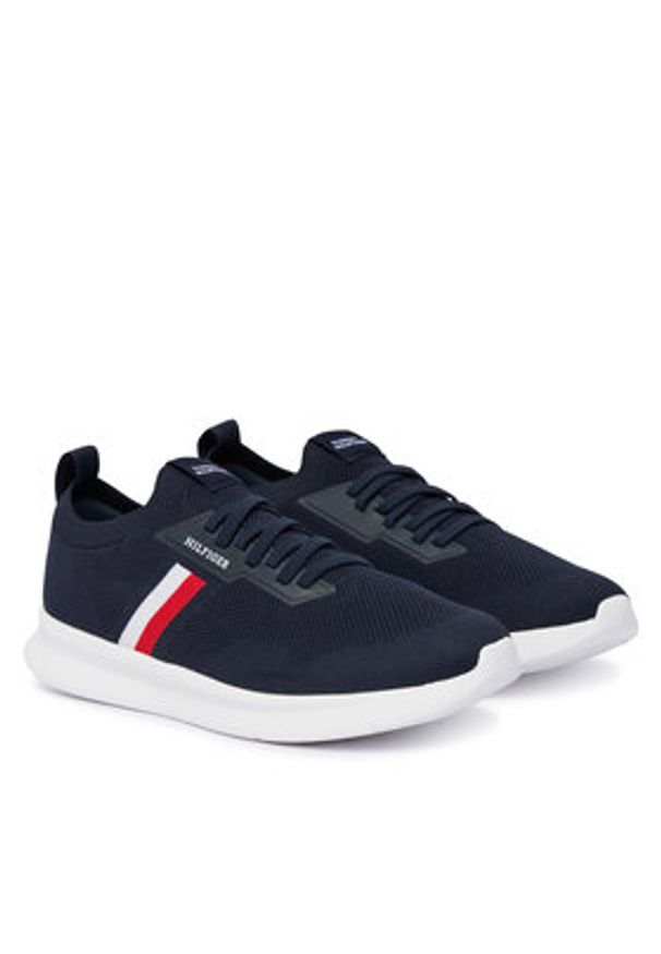TOMMY HILFIGER - Tommy Hilfiger Sneakersy Lightweight Knitted Runner FM0FM05756 Granatowy. Kolor: niebieski. Materiał: materiał