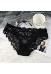 Intica - Stringi koronkowe z paseczkami na specjalne okazje Zeliha. Kolor: czarny. Materiał: koronka. Wzór: koronka