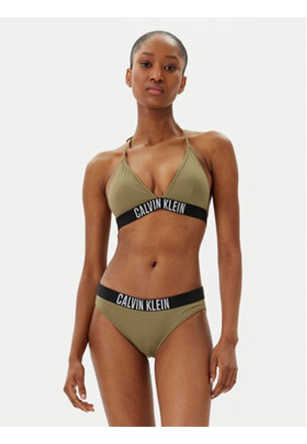 Calvin Klein Swimwear Dół od bikini KW0KW02856 Zielony. Kolor: zielony. Materiał: syntetyk