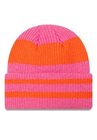 New Era Czapka Stripe Cuff Knit Beanie 60580763 Różowy. Kolor: różowy. Materiał: akryl, materiał