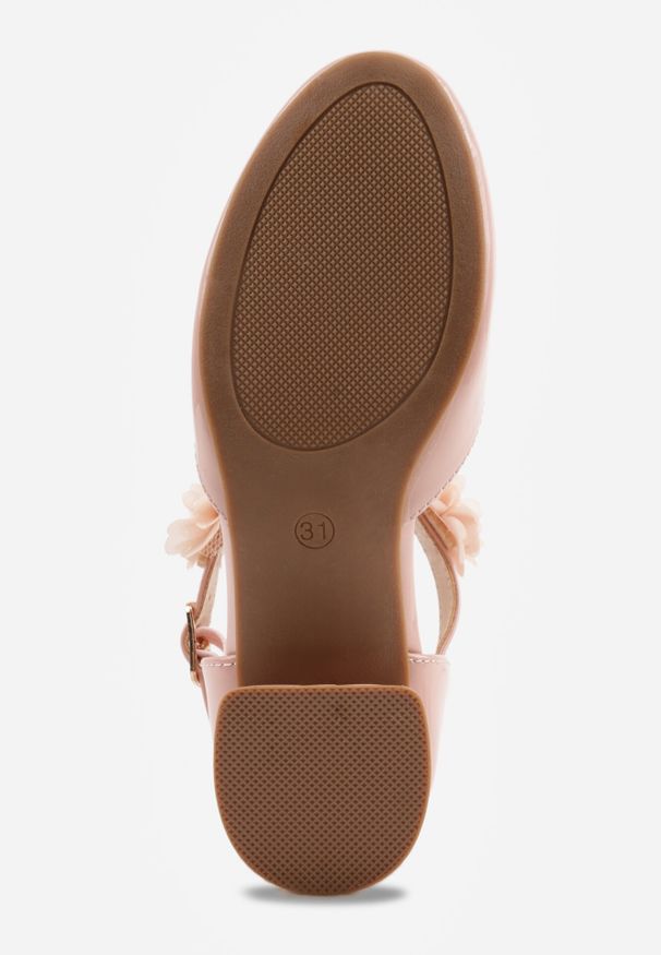 Born2be - Różowe Eleganckie Sandały Czółenka na Niskim Słupku z Kwiatową Aplikacją Hialea. Okazja: na uczelnię, na komunię. Kolor: różowy. Wzór: aplikacja, kwiaty. Styl: elegancki