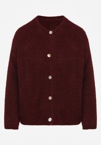 Renee - Bordowy Kardigan o Casualowym Kroju z Wełną i Moherem Lilothel. Okazja: na co dzień. Kolor: czerwony. Materiał: wełna, moher. Długość rękawa: długi rękaw. Długość: długie. Wzór: gładki. Styl: casual, elegancki, klasyczny #3