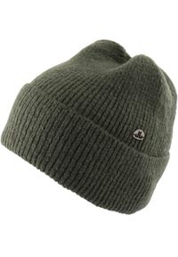 SENZA MARCA - Damski zimowy kapelusz z wełny - Nowoczesny design. Kolor: brązowy, zielony, wielokolorowy. Materiał: akryl, elastan, poliamid. Sezon: zima. Styl: elegancki