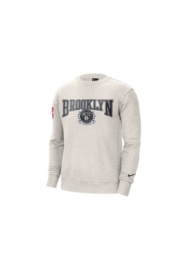 Nike - Bluza męska nike nba brooklyn nets fleece courtside 75 crewneck birch heather. Kolor: szary. Sport: bieganie