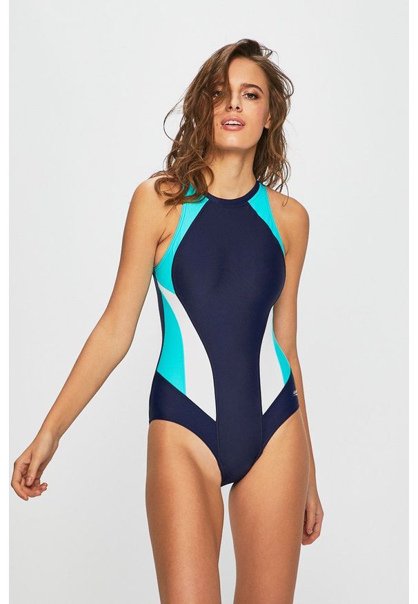 Aqua Speed jednoczęściowy strój kąpielowy Nina kolor granatowy miękka miseczka. Kolor: niebieski. Materiał: materiał, dzianina, skóra, nylon, włókno, poliester, lycra