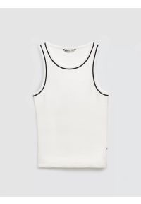 Big-Star - Top damski z kontrastowym wykoŅczeniem biały Lessa 100. Kolor: biały. Materiał: materiał, dzianina. Sezon: lato. Styl: sportowy, retro, klasyczny, elegancki #2