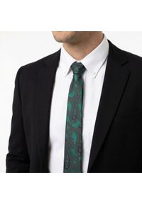 Krawat Męski - Głęboka Zieleń, Duże Paisley - Alties. Materiał: tkanina. Wzór: paisley. Styl: wizytowy, elegancki #2