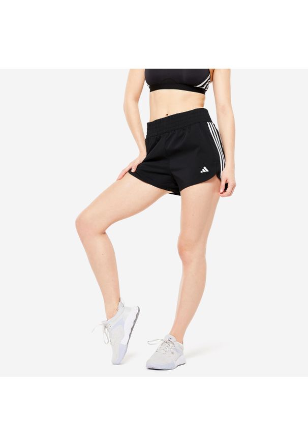 Adidas - Spodenki fitness cardio damskie ADIDAS. Kolor: czarny, biały, wielokolorowy. Materiał: poliester, materiał. Sport: fitness