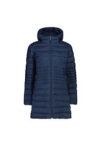 Długa kurtka puchowa z kapturem na zamek Sorona Aura damska CMP. Typ kołnierza: kaptur. Kolor: niebieski. Materiał: puch. Długość: długie. Sezon: zima #1