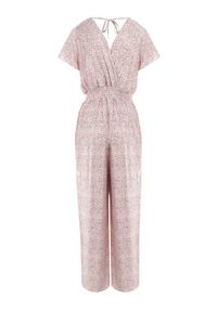 Born2be - Różowo-Biały Kombinezon z Wiskozy Ariamaya. Okazja: na co dzień. Kolor: różowy. Materiał: wiskoza. Długość rękawa: krótki rękaw. Długość: krótkie. Wzór: kwiaty, aplikacja. Sezon: lato. Styl: casual #6