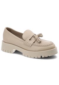 CheBello - Beżowe Mokasyny Chebello Wygodne Skórzane Buty. Okazja: na co dzień. Kolor: beżowy. Materiał: skóra. Sezon: lato, wiosna. Styl: casual, klasyczny, elegancki