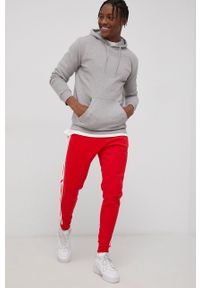 adidas Originals Bluza męska kolor szary z kapturem z aplikacją. Typ kołnierza: kaptur. Kolor: szary. Materiał: poliester, bawełna. Wzór: aplikacja #1