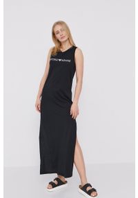 Emporio Armani Underwear - Emporio Armani - Sukienka. Okazja: na co dzień. Kolor: czarny. Materiał: dzianina. Wzór: nadruk. Typ sukienki: proste. Styl: casual #1