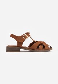 Born2be - Brązowe Sandały VICES w Stylu Retro z Przeplatanymi Paskami Haidanassa. Okazja: na co dzień, do pracy. Zapięcie: pasek. Kolor: brązowy. Materiał: len. Wzór: paski. Sezon: lato. Styl: retro #4