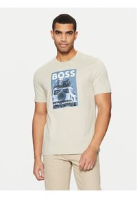 BOSS T-Shirt Te_Mextour 50535079 Beżowy Regular Fit. Kolor: beżowy. Materiał: bawełna