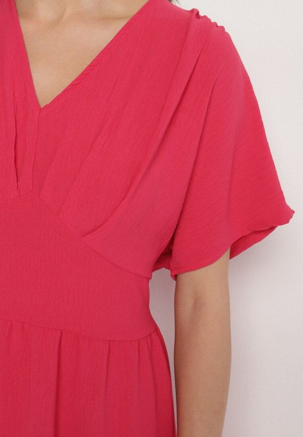 Born2be - Fuksjowa Sukienka z Bawełną i Górą w Stylu Nietoperza Filenia. Okazja: na co dzień. Kolor: różowy. Materiał: bawełna. Styl: casual