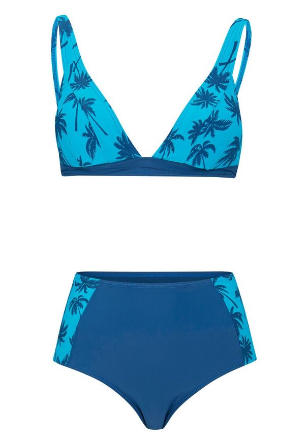 Bikini bustier (2 części) bonprix ciemnoniebiesko-turkusowy z nadrukiem. Kolor: niebieski. Wzór: nadruk