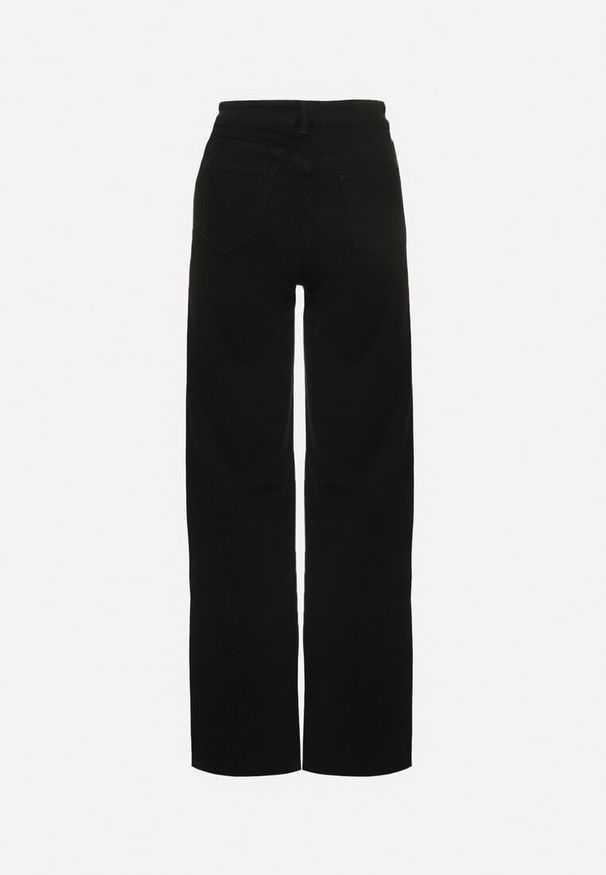 Born2be - Czarne Jeansy o Szerokim Kroju z Wysokim Stanem Rilunisse. Okazja: na co dzień. Stan: podwyższony. Kolor: czarny. Styl: casual, klasyczny