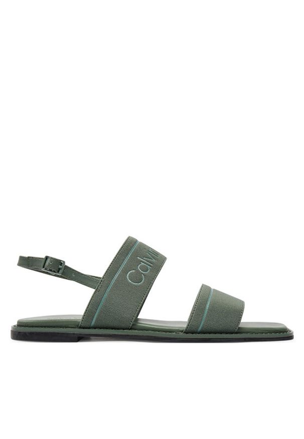 Calvin Klein Sandały Flat Sandal He HW0HW01990 Zielony. Kolor: zielony. Materiał: materiał