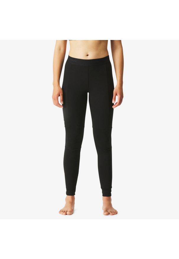 FORCLAZ - Legginsy trekkingowe damskie Forclaz MT500 merino. Kolor: czarny. Materiał: materiał, poliamid, elastan, wełna. Sezon: lato, zima