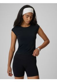 4f - 4F T-shirt slim z modalem damski - czarny XL. Okazja: na co dzień. Kolor: czarny. Materiał: materiał, dzianina. Styl: casual #1