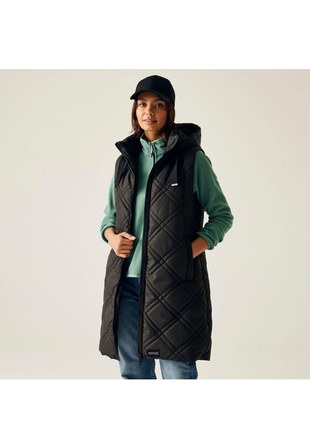 Regatta - Kamizelka damska ocieplana długa Rurietta. Kolor: czarny. Materiał: puch. Długość rękawa: bez rękawów. Długość: długie. Styl: elegancki