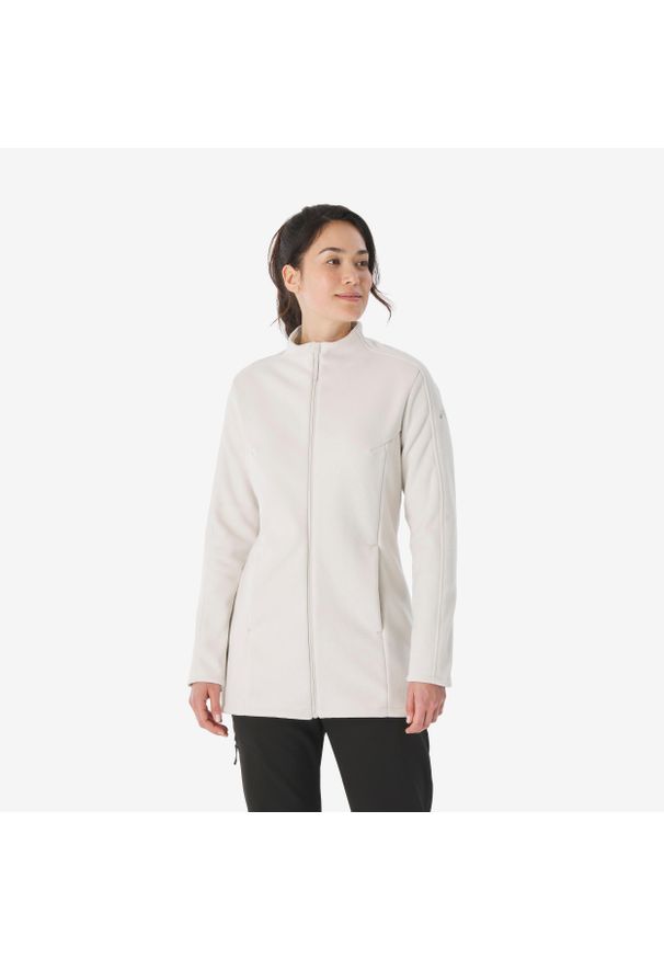 quechua - Polar turystyczny damski Quechua MH500 zamek. Kolor: beżowy. Materiał: poliester, materiał. Sport: turystyka piesza