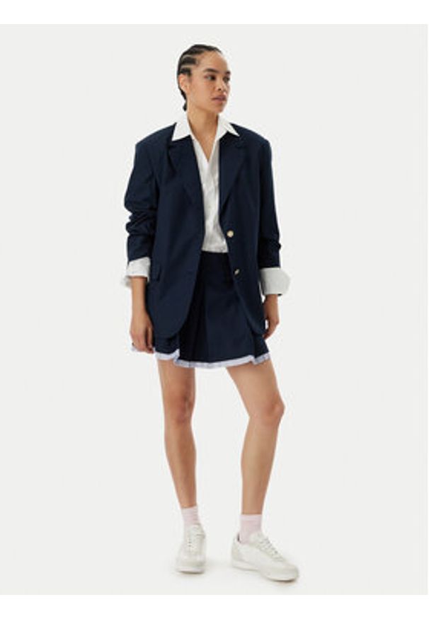 Tommy Jeans Marynarka DW0DW22601 Granatowy Boyfriend Fit. Kolor: niebieski. Materiał: syntetyk