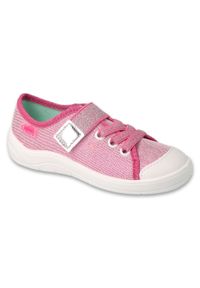 Befado obuwie dziecięce 351X002 różowe. Kolor: różowy. Materiał: bawełna, guma, tkanina
