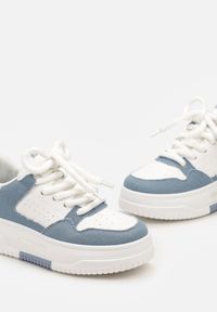 Renee - Biało-Niebieskie Sneakersy na Platformie Wiązane na Szerokie Sznurowadła Viletra. Kolor: biały. Szerokość cholewki: normalna. Obcas: na platformie #4