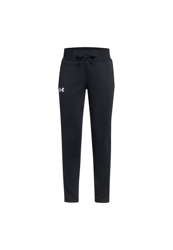 Spodnie sportowe dziewczęce Under Armour Armour Fleece Pants - czarne. Kolor: czarny. Materiał: polar, poliester