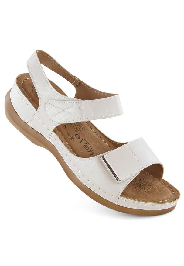 Sandały damskie komfortowe na rzepy srebrne eVento 0146. Zapięcie: rzepy. Kolor: srebrny. Materiał: skóra ekologiczna