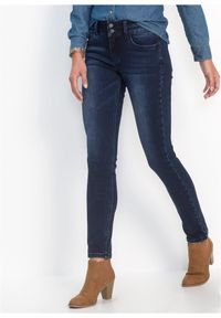 bonprix - Modelujące dżinsy ze stretchem o kroju slim fit. Okazja: do pracy. Kolor: niebieski #1