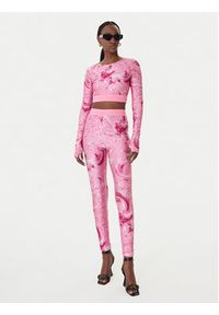 Versace Jeans Couture Legginsy 80HAC101 JS532 Fioletowy Slim Fit. Kolor: fioletowy. Materiał: syntetyk #3