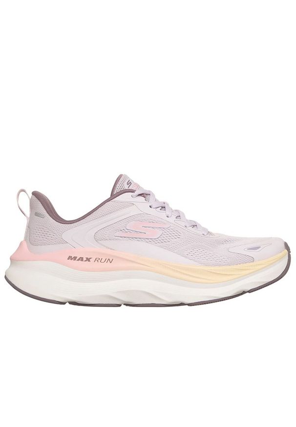 skechers - Buty damskie Skechers Max Run Pacewave 129202LAV - różowe. Okazja: na spacer, na co dzień. Zapięcie: sznurówki. Kolor: różowy. Materiał: materiał, syntetyk, guma. Szerokość cholewki: normalna. Wzór: aplikacja. Model: Skechers Sport. Sport: bieganie