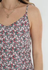 Born2be - Zielono-Biała Rozkloszowana Sukienka z Wiązanymi Ramiączkami i Odkrytymi Plecami Ratta. Kolor: zielony. Długość rękawa: na ramiączkach. Styl: wakacyjny #3