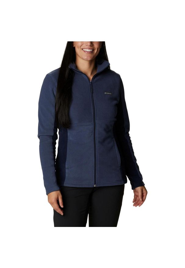 columbia - Bluza turystyczna damskie Basin Trail III Full Zip. Typ kołnierza: polo. Kolor: niebieski. Materiał: polar. Długość rękawa: długi rękaw. Długość: długie. Sezon: zima, jesień