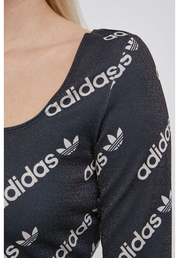 adidas Originals longsleeve damski kolor czarny. Kolor: czarny. Materiał: dzianina, materiał. Długość rękawa: długi rękaw