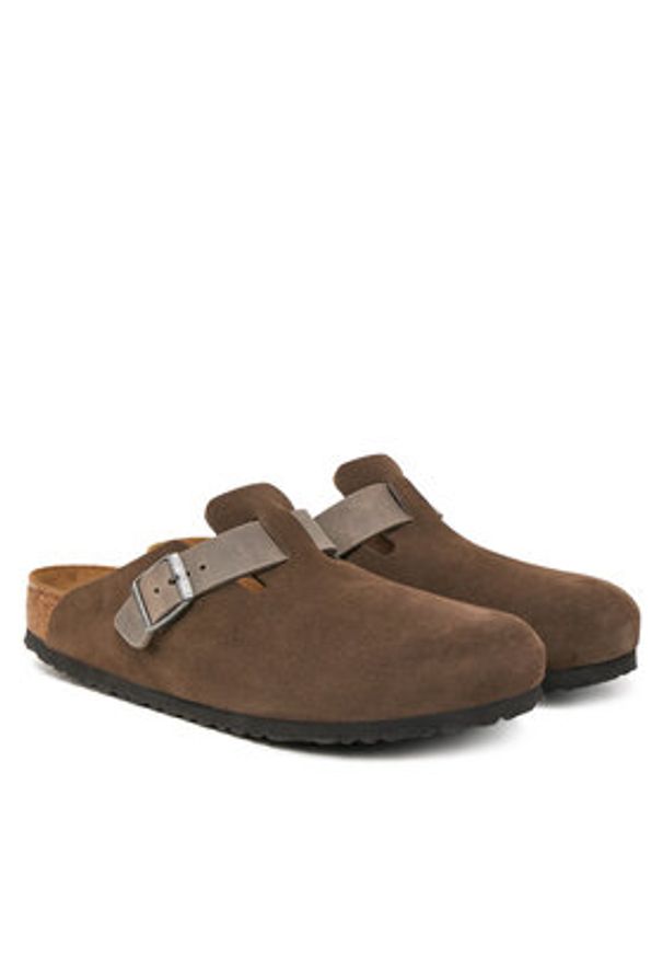 Birkenstock Klapki Boston zamsz 1029210 Brązowy. Kolor: brązowy. Materiał: zamsz, skóra