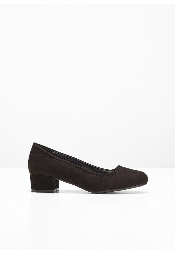 bonprix - Czółenka na obcasie słupku. Kolor: czarny. Obcas: na obcasie. Wysokość obcasa: średni