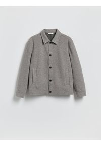Reserved - Kurtka koszulowa z kołnierzem - jasnoszary. Kolor: szary. Materiał: dzianina