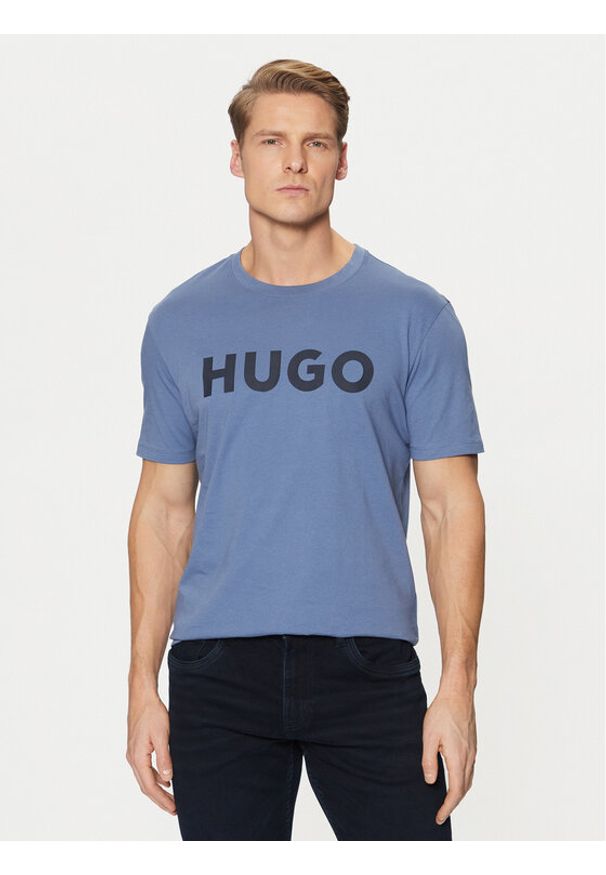 Hugo - HUGO T-Shirt Dulivio 50467556 Niebieski Regular Fit. Kolor: niebieski. Materiał: bawełna