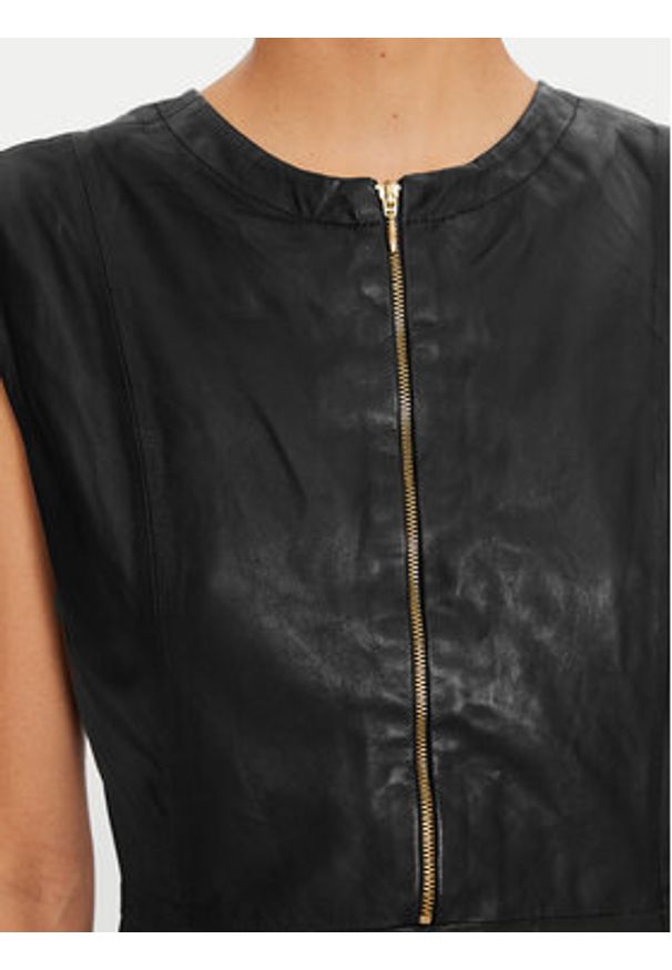 Bruuns Bazaar Sukienka skórzana Agathea BBW4183 Czarny Slim Fit. Kolor: czarny. Materiał: skóra
