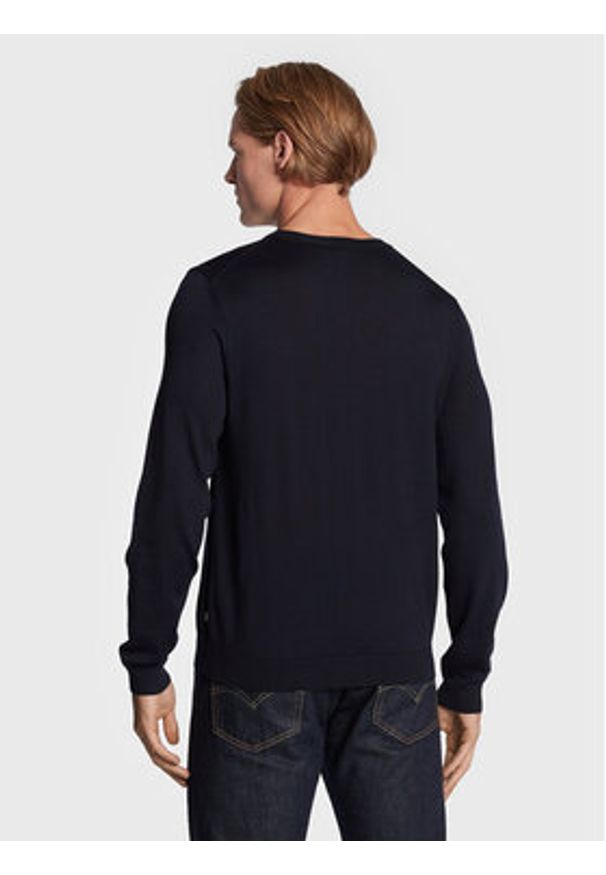 BOSS - Boss Sweter Melba-P 50468261 Granatowy Slim Fit. Kolor: niebieski. Materiał: wełna