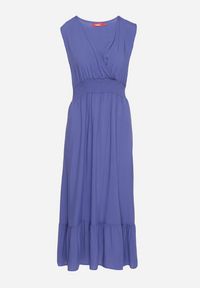 Born2be - Niebieska Wiskozowa Sukienka o Kopertowym Kroju z Falbanką Uliria. Kolor: niebieski. Materiał: wiskoza. Typ sukienki: kopertowe. Styl: elegancki #7