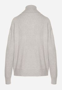 Born2be - Szary Golf z Domieszką Kaszmiru Ozdobiony Przeszyciami Avonella. Okazja: na co dzień. Typ kołnierza: golf. Kolor: szary. Materiał: kaszmir. Wzór: aplikacja. Styl: casual, klasyczny #3